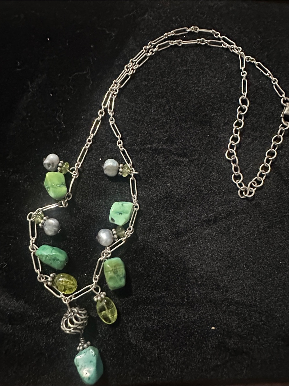926 Green Turquoise Chain Necklace